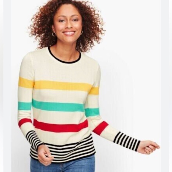 Talbots Small puma cotton striped long sleeve women’s sweater - Picture 1 of 8